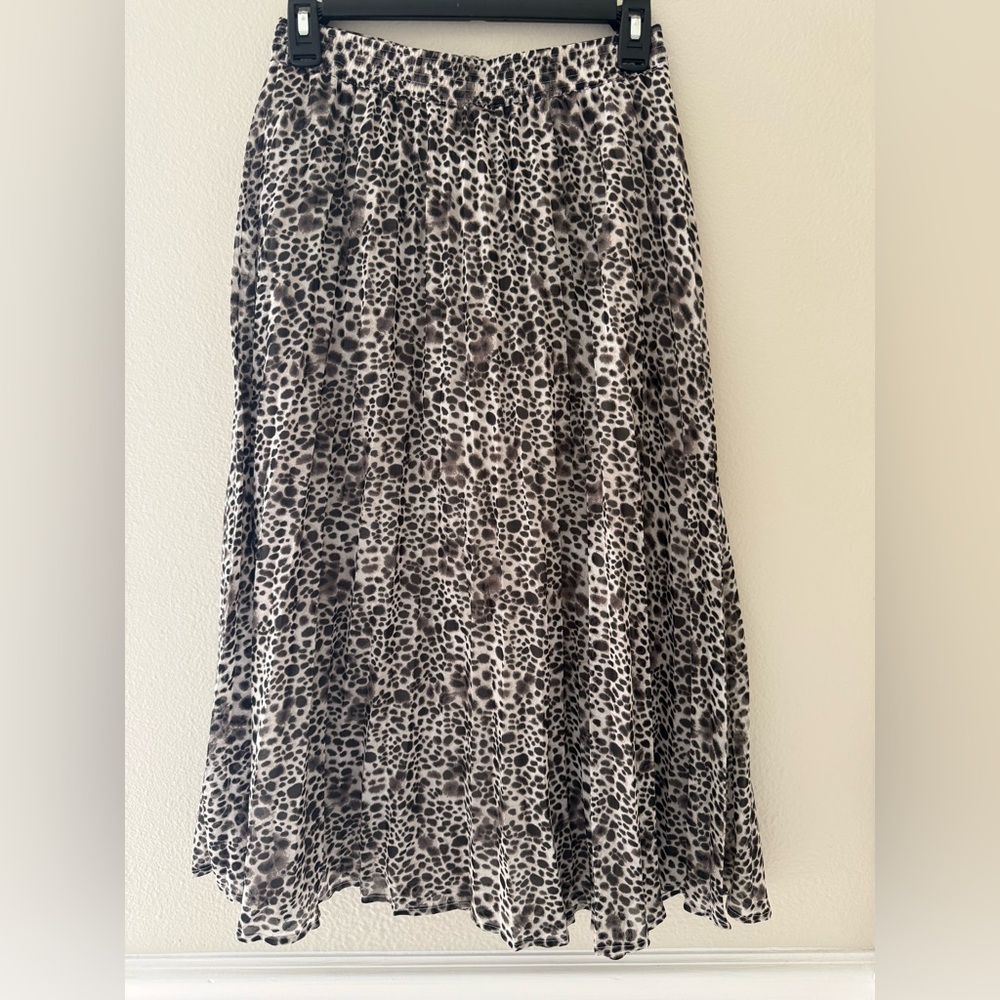 A New Day Black and Gray Animal Print A-Line Skirt